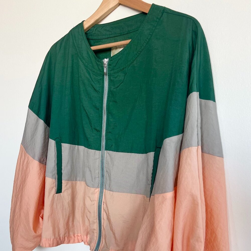 Anthropologie "Elevenses" color-block waterproof jacket / Size XS